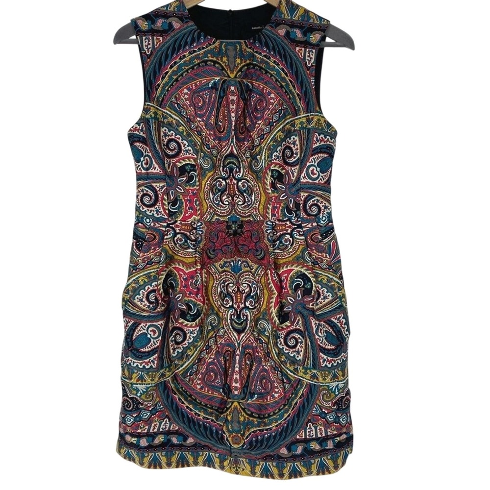 Nanette Lepore Gotham Stakes Silk Paisley Sleeveless Mini Dress Size 4